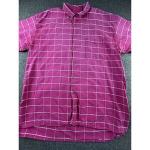 Vintage American Eagle‎ Shirt Mens Large Pink White Windowpane Button Handwoven
